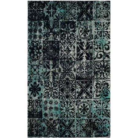Safavieh 5 x 8 ft. CLV-Classic Vintage Power Loomed Medium Rectangle Area Rug Teal & Black CLV221A-5